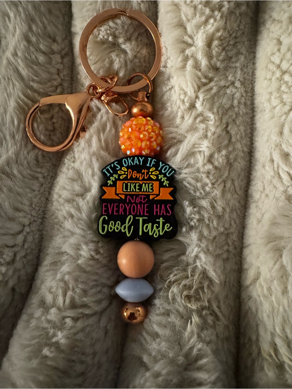 Beaded Keychain with Humorous Quote